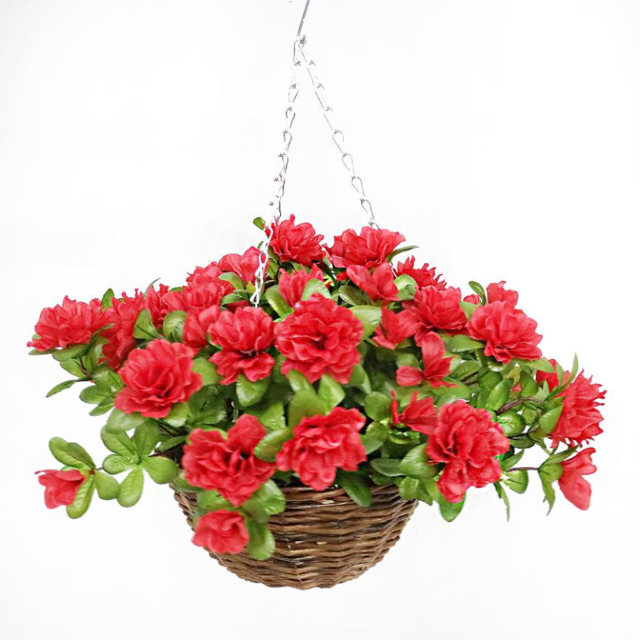fake flowers hanging basket